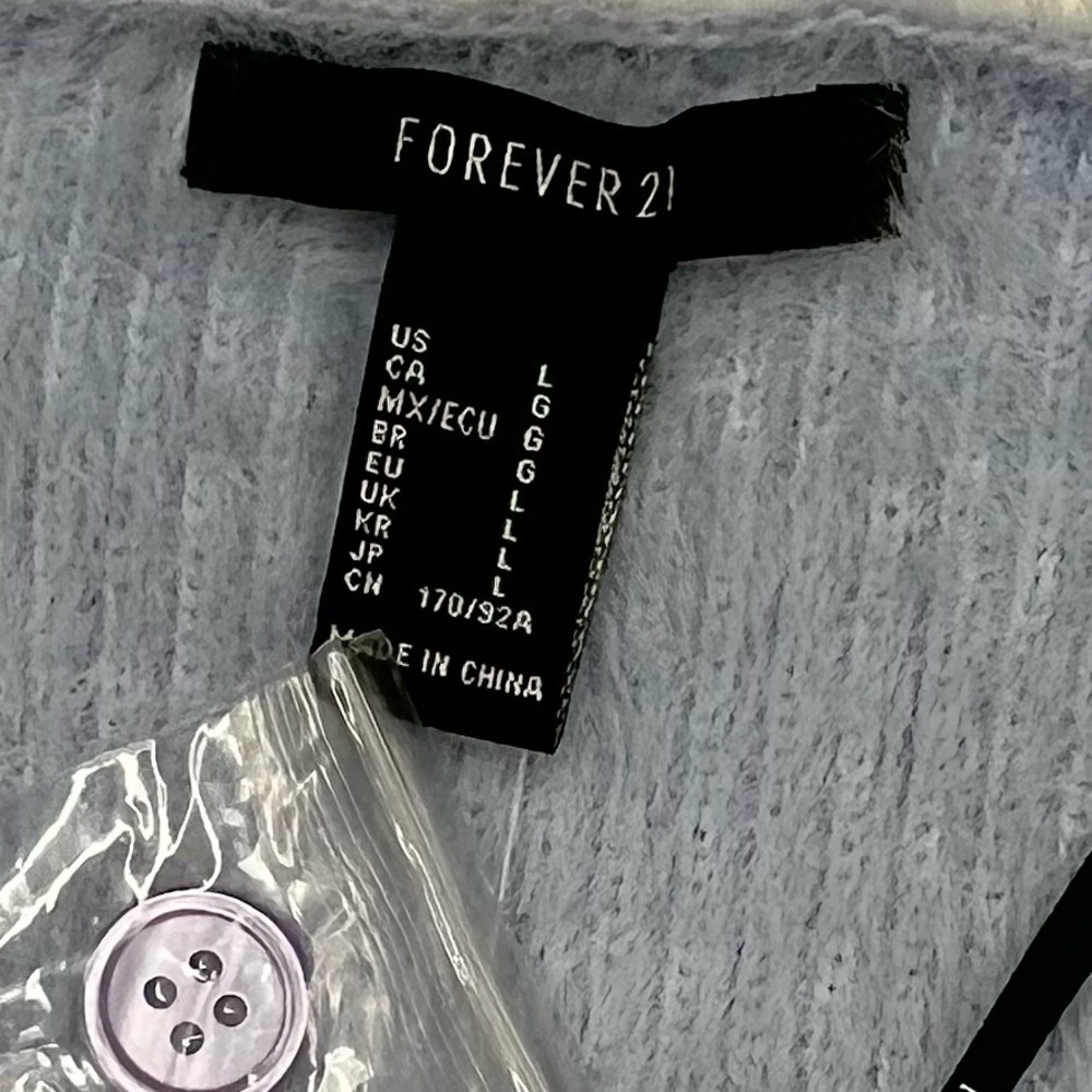 NWT Forever 21 Crop Top Sweater Woman Size Large Lavender/white Pullover Soft - Picture 9 of 9